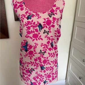 Pink Floral and Butterfly Tank Top